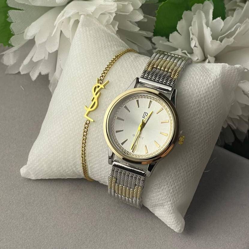 Montre et Gourmette en Acier inoxydable